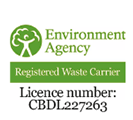 Environment Agency Registered Waste Carrier licence number CBDL227263